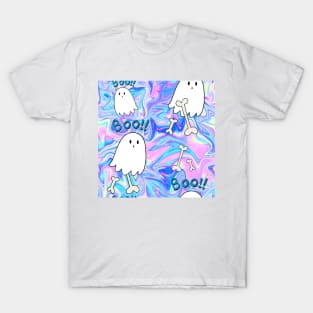 Ghosts and Bones Pastel Grunge Pattern T-Shirt